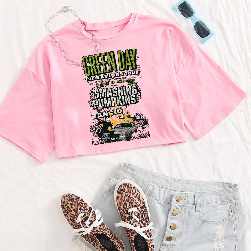 Green Day savors Band camicie donna Crop Top traspirante Streetwear abbigliamento Fashion Top