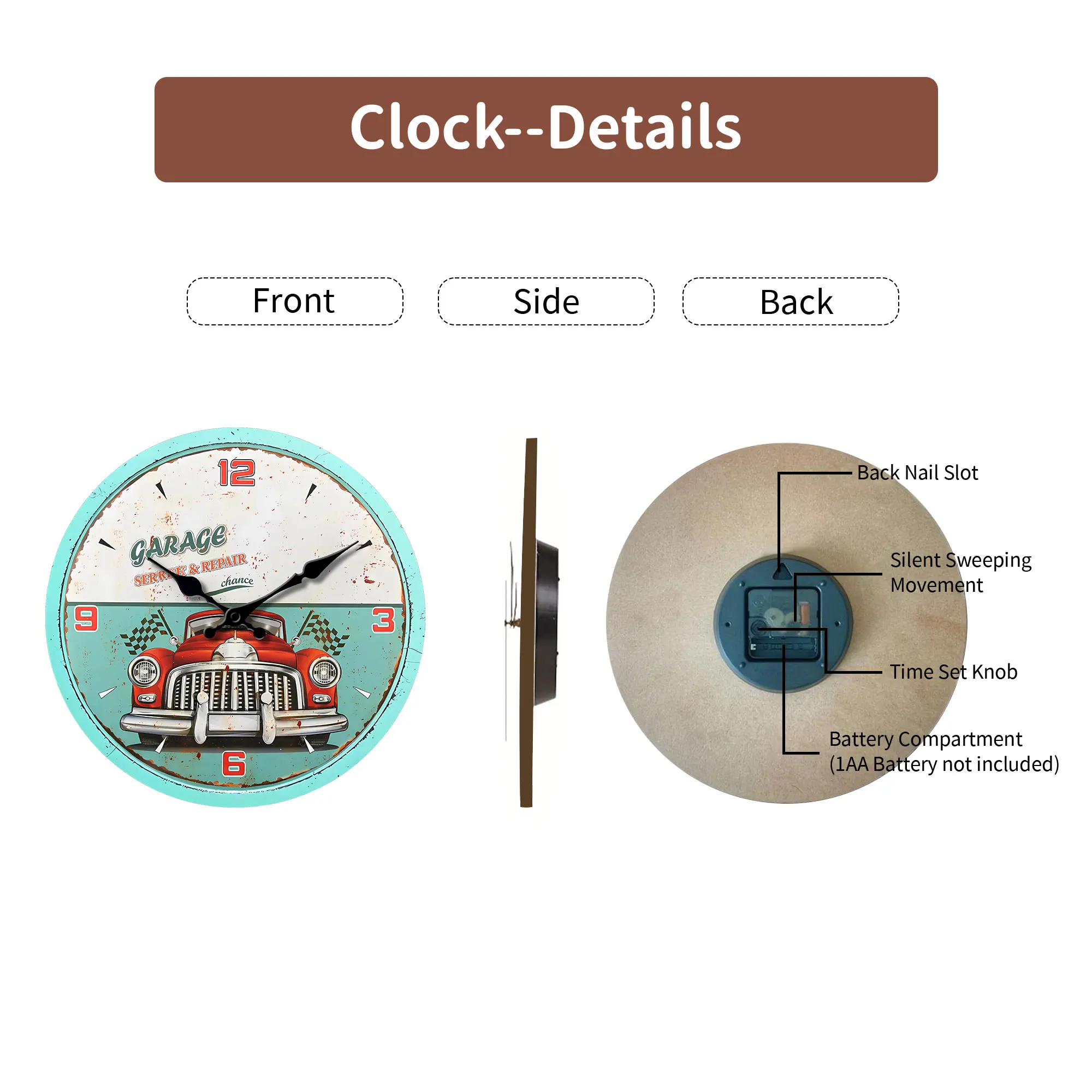 1pc Round wooden wall clock, your \