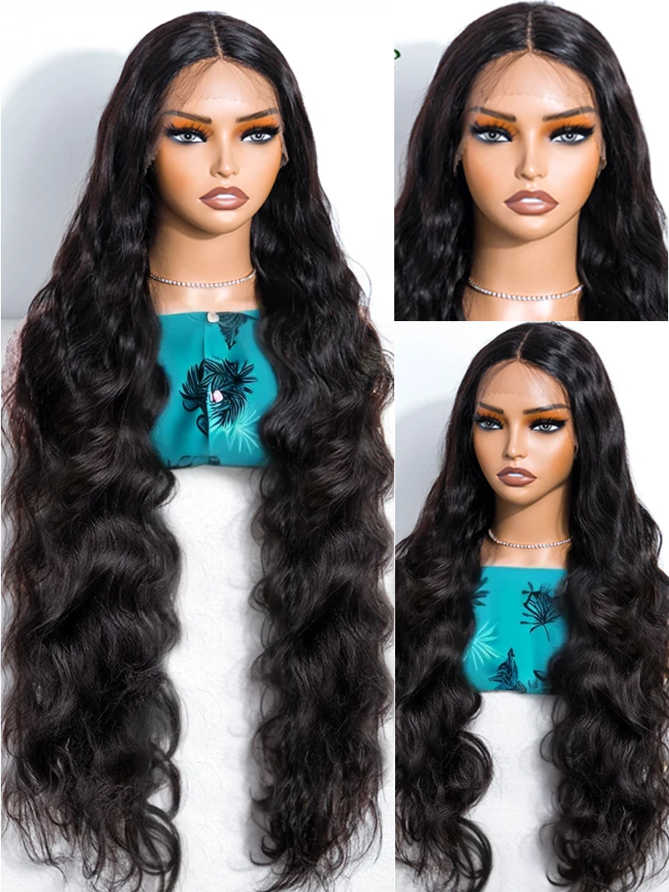 180% Body Wave 13x4 HD Transparent Lace Front 100% Human Hair Wig 13x6 Lace Frontal Wigs 30 40 Inch Pre Plucked For Women