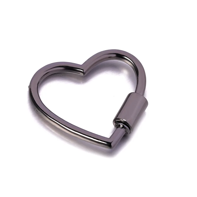 Heart Shaped DIY Accessories Opening Buckle Metal Spring Gate Ring Keychain Dog Chain Connection Buckles Bag Lanyards Clip Hook