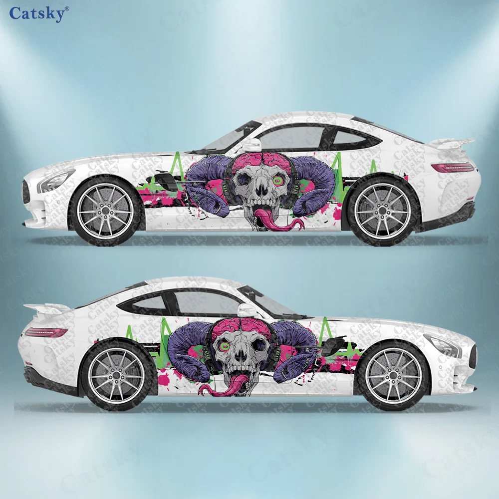 

2pcs Exploding Skeleton Car Side Decals, Self-Adhesive PVC Waterproof & Scratch-Resistant Stickers, Fashionable Decals