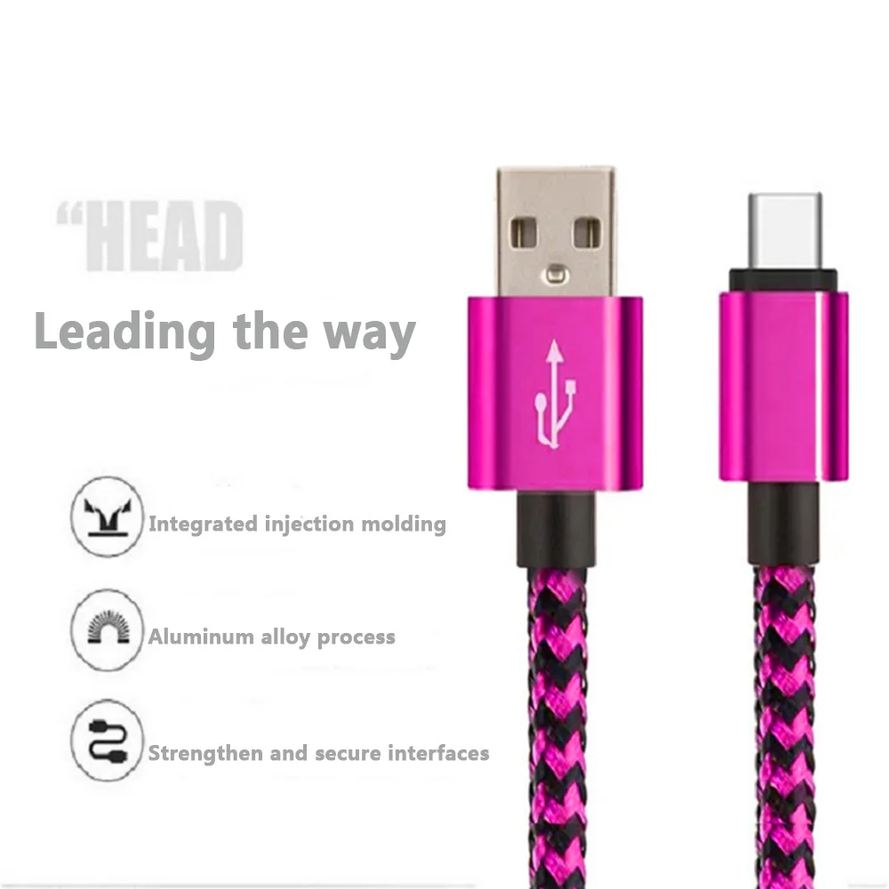 USB Type C Cable Date Sync 2.4A Fast Charging 1M 4Pack Nylon Braided Wire Charger Cable For Samsung Huawei Android Mobile Phone