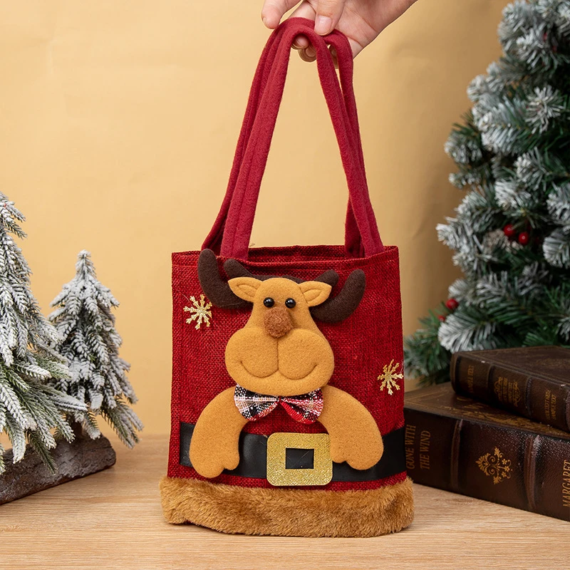 Gift  Storage Bags Christmas Decoration Gift Elk Handbag Christmas Gift  Handbags Tote  Candy Snowman Bear