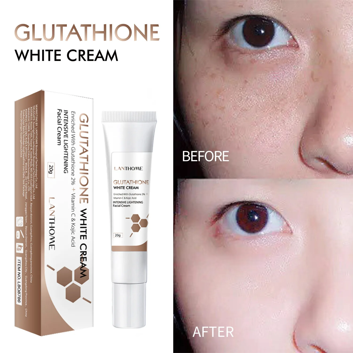 

Glutathion Whitening Cream For Dark Skin Fade Wrinkles Face Lifting Firming Brightening Facial Moisturizer Korean Cosmetics 20g