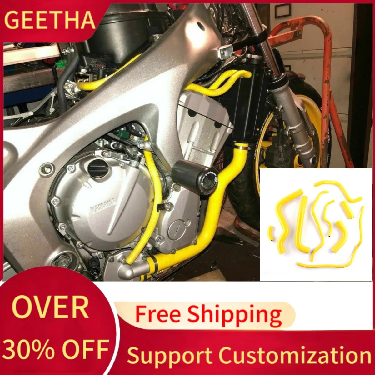 

For Yamaha FZ6 FZ-6 Fazer 600 2003-2011 Silicone Coolant Radiator Hose Kit 2004 205 2006 2007 2008 2009 2010