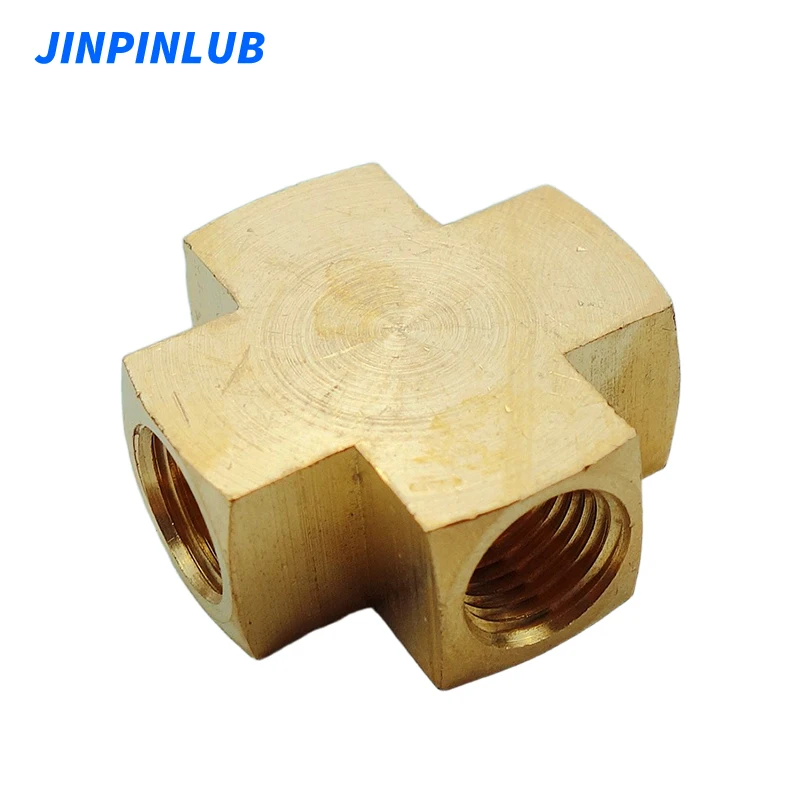 JINPINLUB PJDB Brass Internal Thread Four-Way Square Connector Pt1/8 2/8 3/8 Cross Four-Way Pipeline Fittings