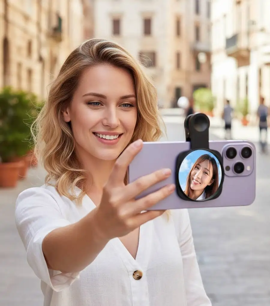 

Universal HD Selfie Mirror Clip For Smartphone Vertical Horizontal Adjustment Rear Camera Alignment Full Body Half Body Close Up