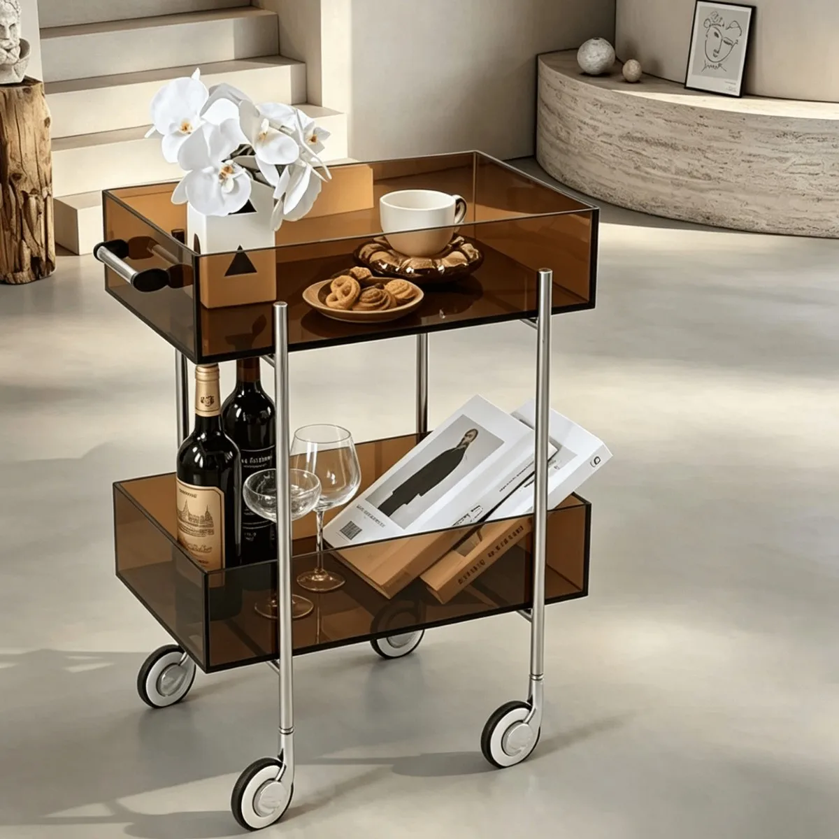 High-value acrylic trolley, multi-functional kitchen snacks, multi-layer shelves, cabinets, living room, a few corners