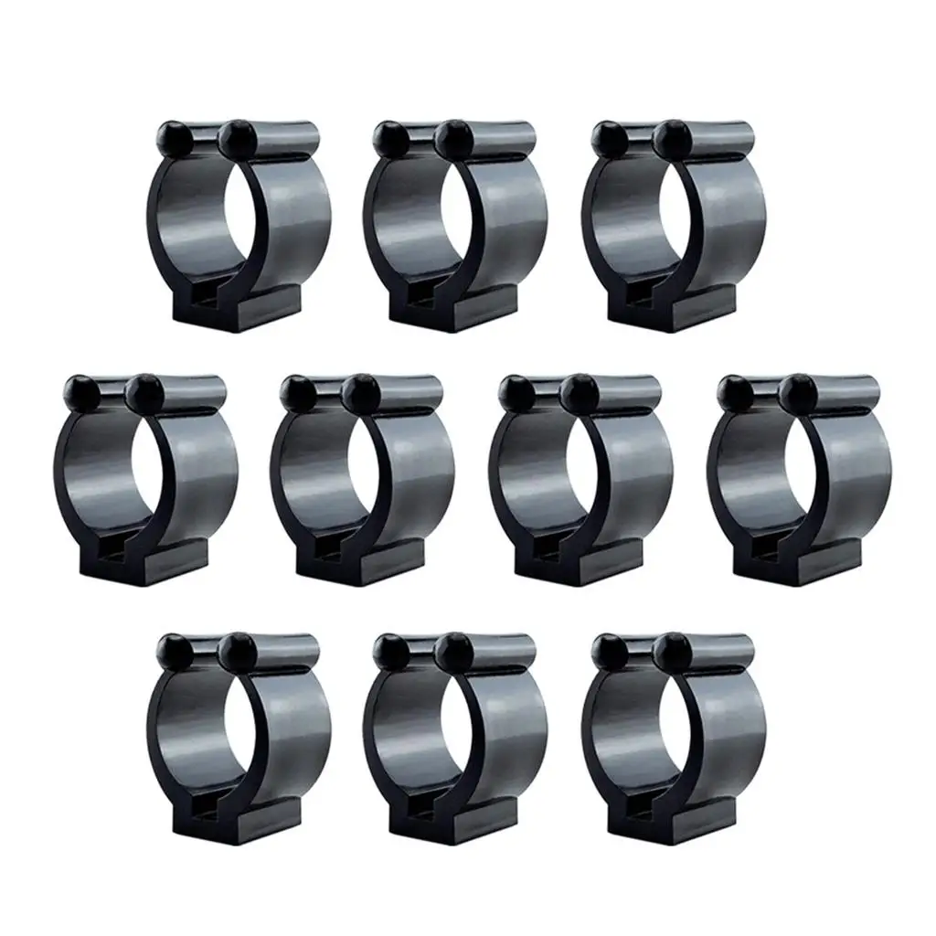 10Pcs Plastic Fishing Pole Clips Holder Keeper Positioning Clamp Black