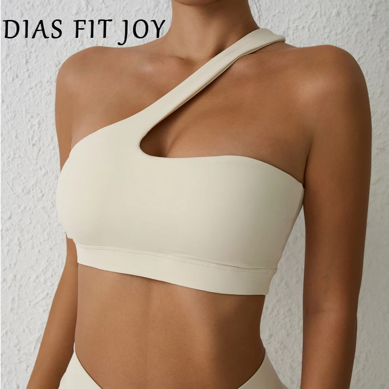 DIAS FIT JOY Sexy sports Bra One Shoulder Yoga Bra Detachable Sports Beauty Back Fitness Training Outwear