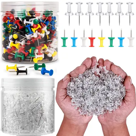 50/100Pcs Clear Push Pins Colorful Thumb Tacks Plastic Head Steel Point Stick Pin for Bulletin Board Cork Board Wall Hangings