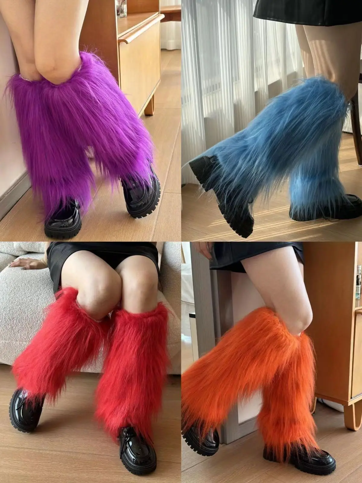 

Plush Leg Warmers for Women Soft Thickened Keep Warm Winter Long Socks Boot Cuffs Covers Performance Dancing Party Sock 40cm