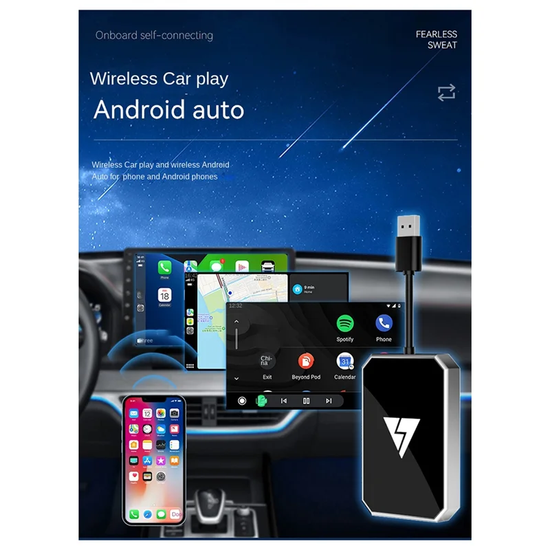 

SR-2-In-1 Wireless Carplay Android Adapter USB Wireless Adapter Car Adapter Convert Wired Android Auto To Wireless