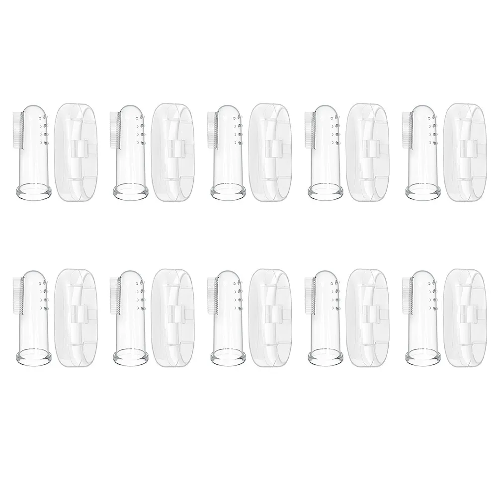 Baby Finger Toothbrush 10 Sets Silicone Case Newborn Teeth Cleaning Tool Massage Bumps al Accessories Toddler Fingertip