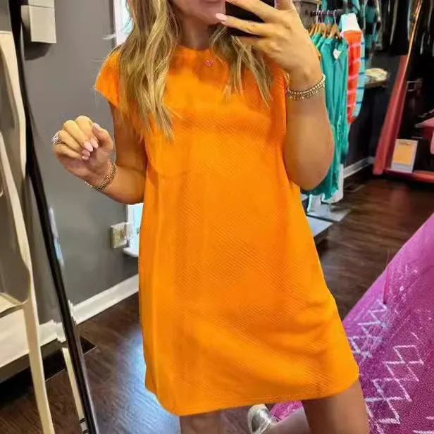 Women's Summer New Textured Solid Color Short-sleeved Dress