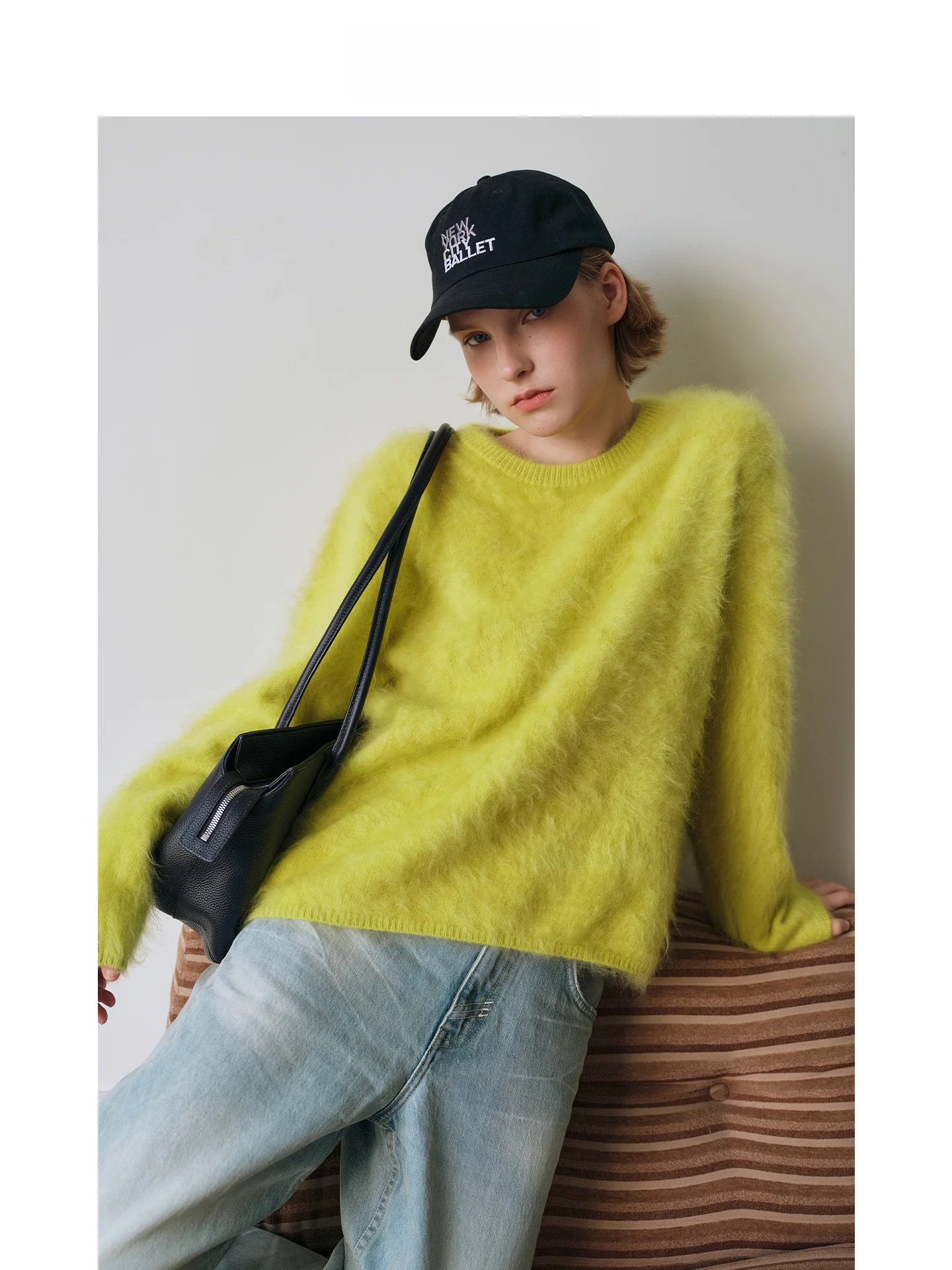 

Mincollection Camere Woolen Sweater round Ne Lazy Sle Fce Pulling Sweater Women's Loose Fit Long Sve Winter Top
