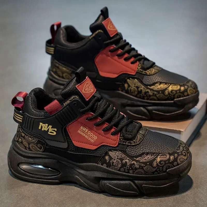 

2025 Men's Chunky Dad Shoes Leather Casual Sneakers | Anti-Slip Platform Teenager Boys Shoes | Fashion Autumn Outdoor Streetwear