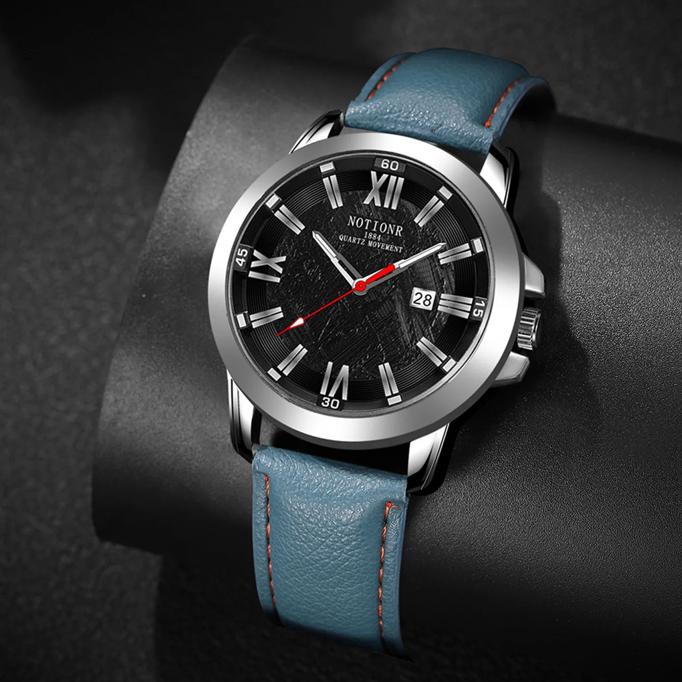 

NOTIONR Fashion Men's Genuine Leather Watches Mens Full Calendar Business Watch Men Stainless Steel Luminous Quartz Wish Watch