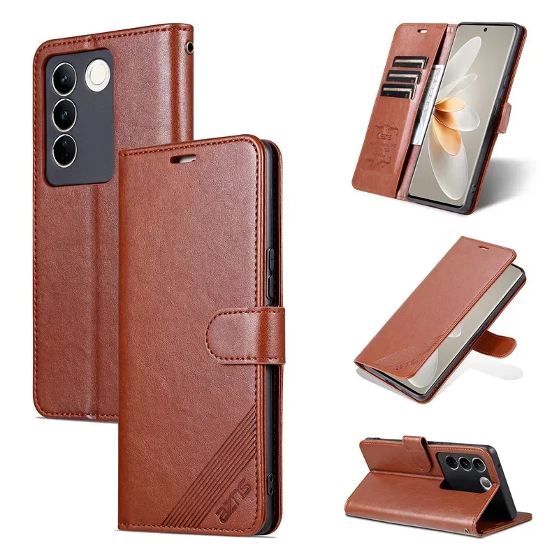 EUCAGR Luxury Business Wallet  Magnetic Leather Case for VIVO S18 S17 S16 S15 X100 X90 X80 X70 Pro Soft TPU Holder Cover S18 Pro