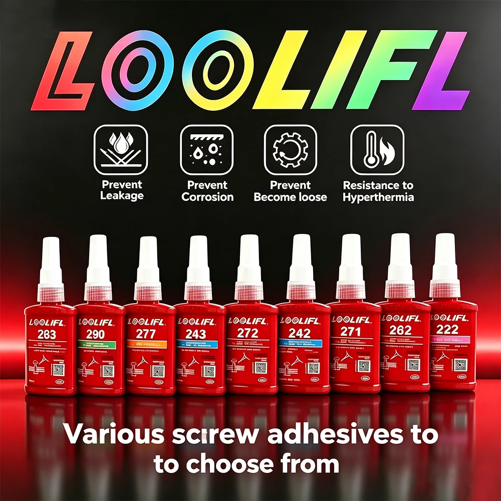 50ml Thread Locker Thread Sealant Glue 222 - 290 Screw Locking Adhesive Anti‑Loose Anti‑Corrosion Anaerobic Glue for Bolts Nuts