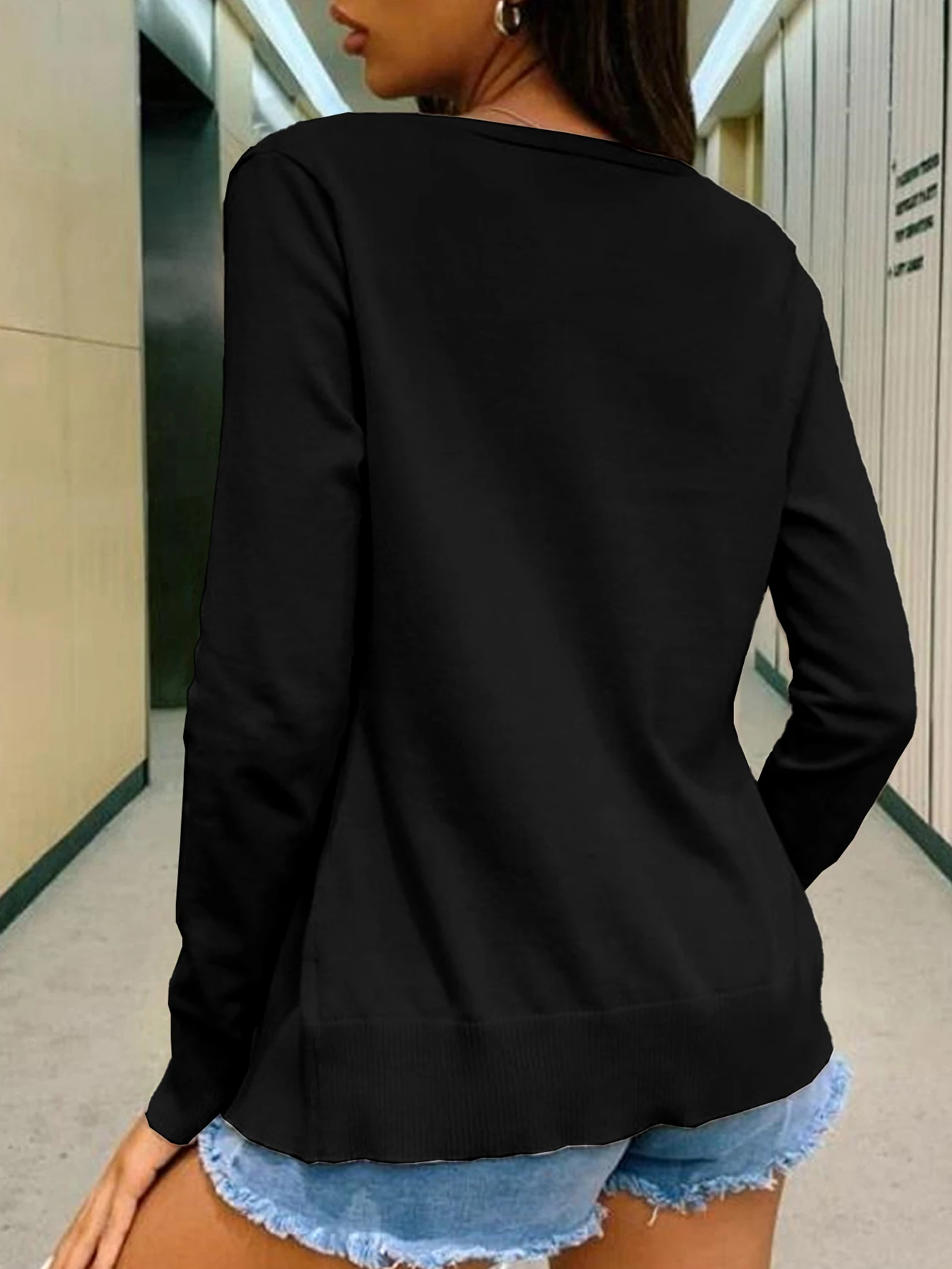 여성용 가을 겨울 블라우스 긴 소매 섹시한 단색 모든 경우에 적합한 루즈핏 캐주얼 패션 탑
