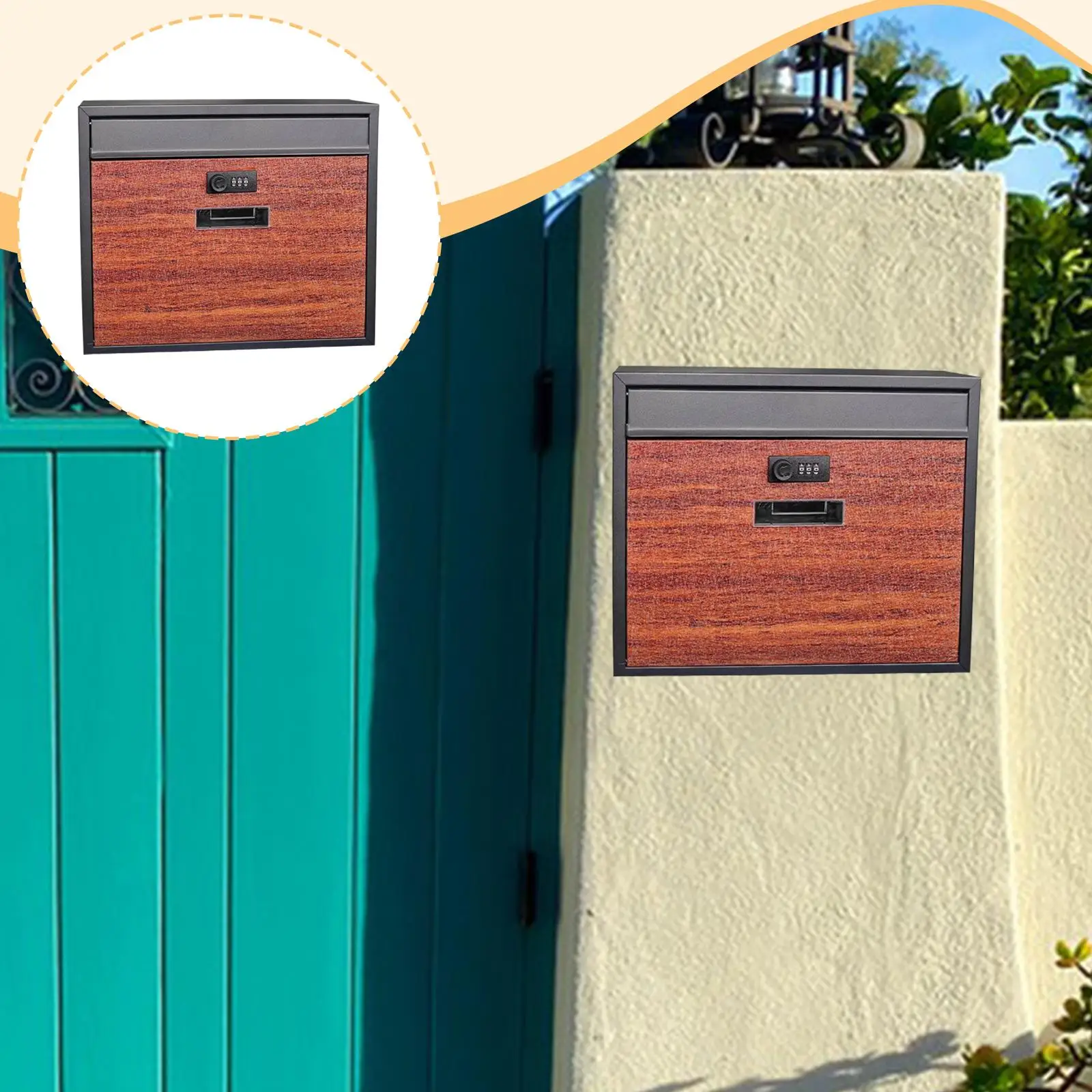 

Wall Mount Mailbox Decorative Practical, Premium with Combination Lock Letterbox Mail Box for Commercial, Front Door, Outside