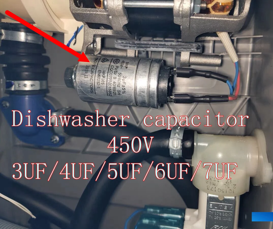 Condensateur de moteur de démarrage pour lave-vaisselle entièrement automatique, MKP305 CBB65, 450V, 3UF, 4UF, 5UF, 6UF, 7UF, 5%, 450 ylique