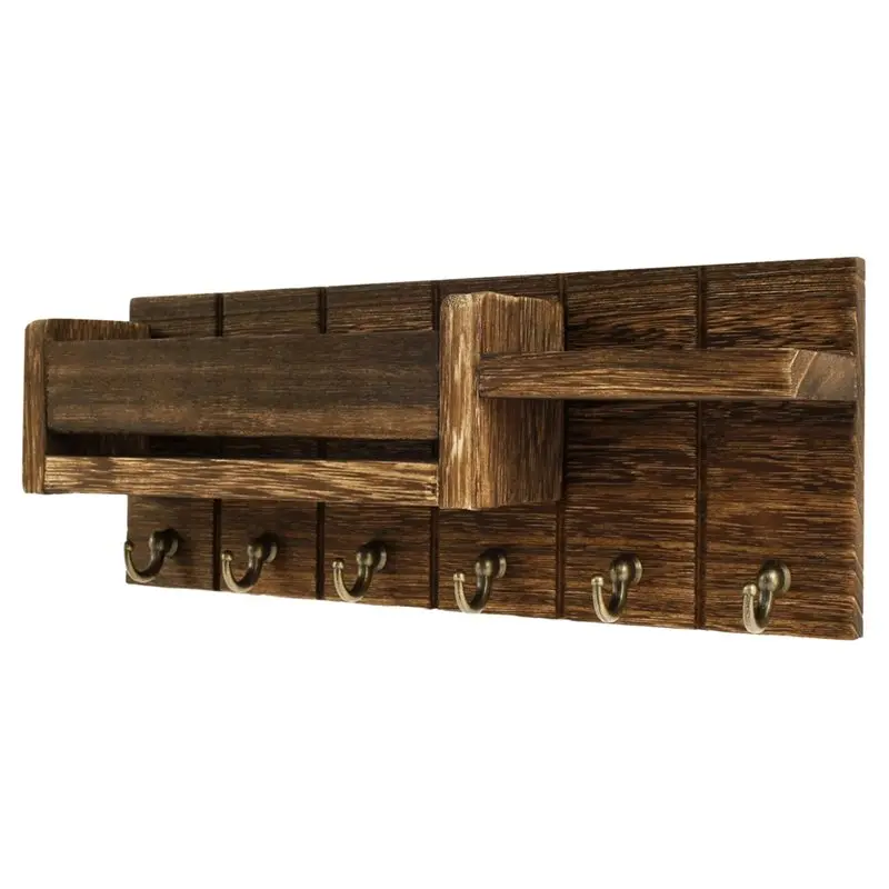 

Mail Organizer For Wall Mount Includes Shelf, Key Holder, Letter Holder, Hooks For Wall Mount