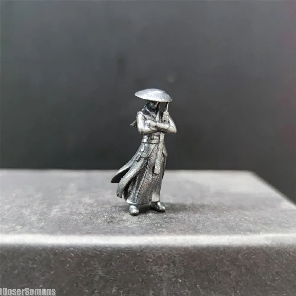 1:64 Sand Table Layout Gift Desk Decoration Copper Chinese Kung Fu Swordsman Figure Miniature Plant Decoration Micro Landscape