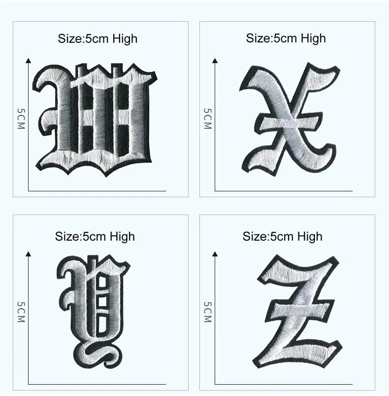 5cm czarne haftowane litery ABC DEF do naszywki ubrania szyte identyfikator cyfry kapelusz aplikacja alfabet jednolita naklejka