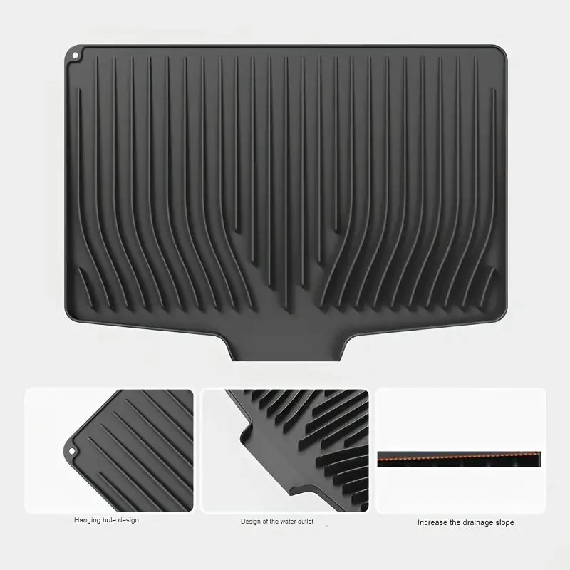 Silicone Angled Drain Mat, A Modern Kitchen Accessory, Easy to Clean, Designed Specifically for Small Kitchens.