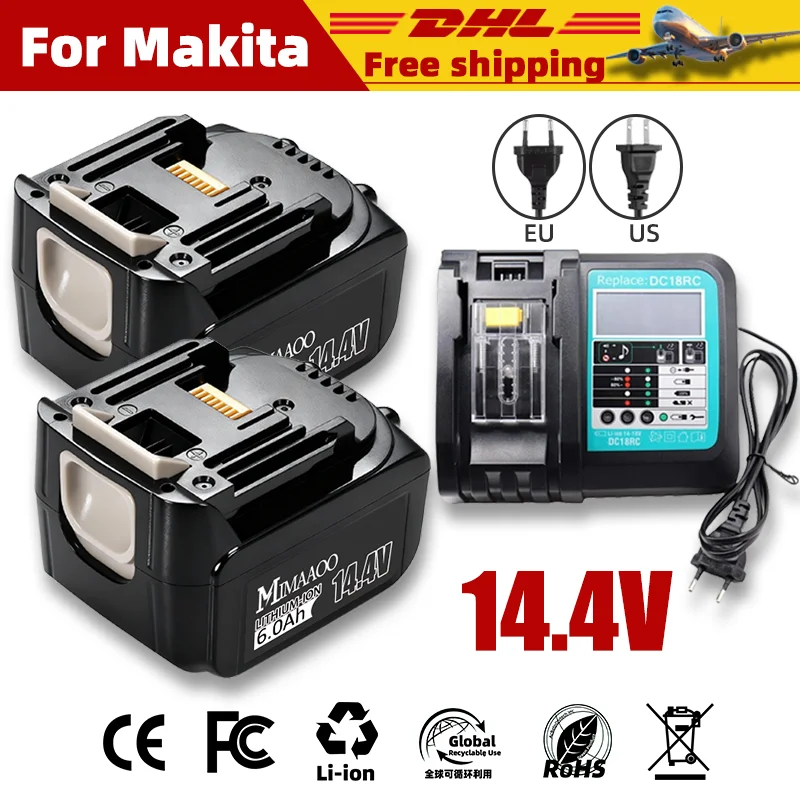Latest Upgraded 14.4V Rechargeable Battery,For Makita bl1430 BL1415 BL1440 196875-4194558-0195444-8196388-5 BDF440