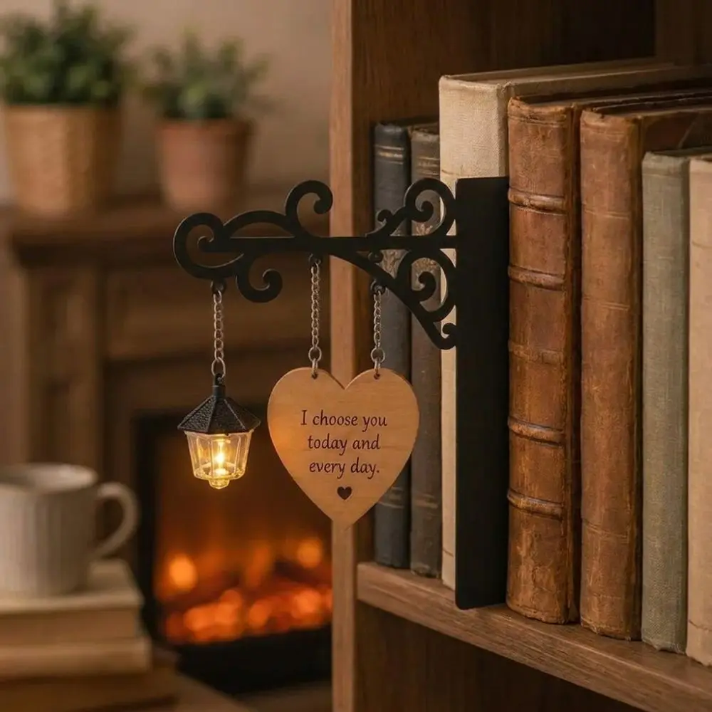 Vintage Metal Bookshelf Lantern Light Warm White Light Miniature LED Book Nook Lamp Dark Style Decorative Reading Lamp Bedroom