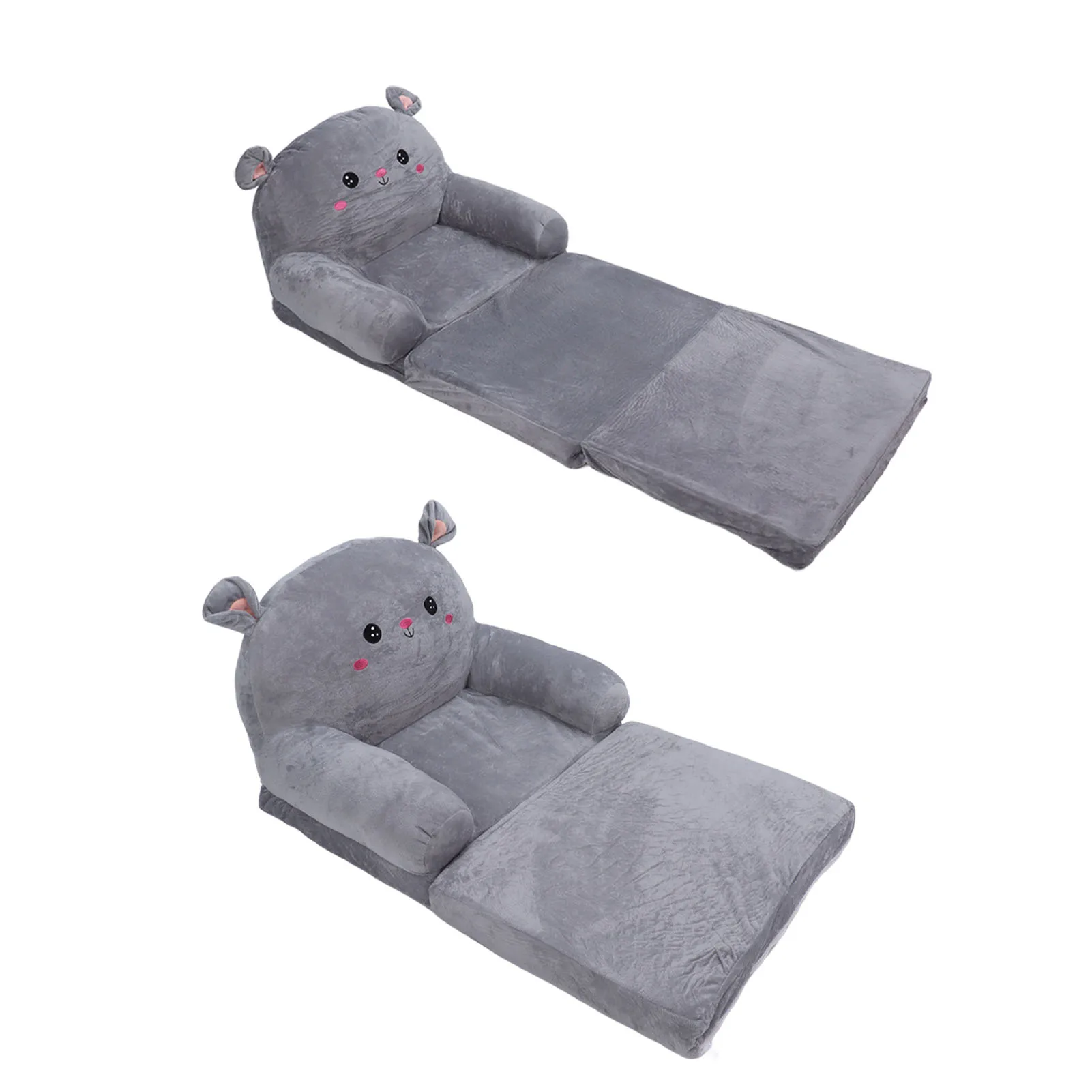 Sofá dobrável 2 em 1 para crianças, pano ventilado e esponja destacável, desenho animado, sofá dobrável para quarto infantil