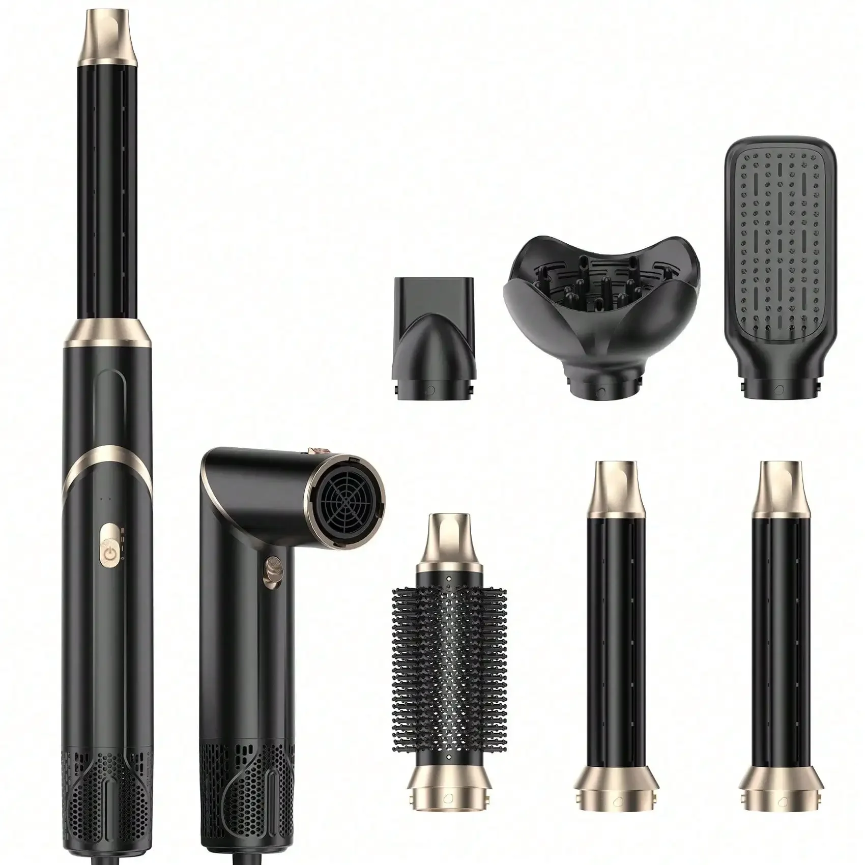 Six-In-One Hot Air Comb Foldable Curling Iron Hair Dryer Straight Roll Multi-Function Portable Hair Dryer