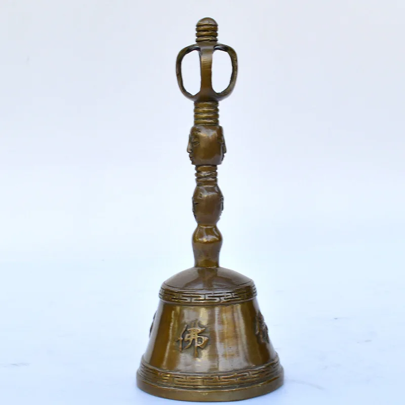Hand-carved large copper bell, a handcrafted artifact for temples