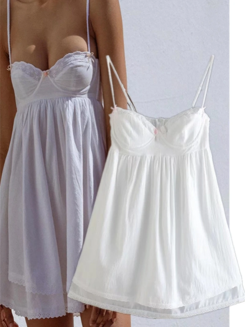 White Lace ter Dr Sweet Desire Pure Color Island Vaion Sle High Waist ort Skirt A-Line Silhouette Street Sle