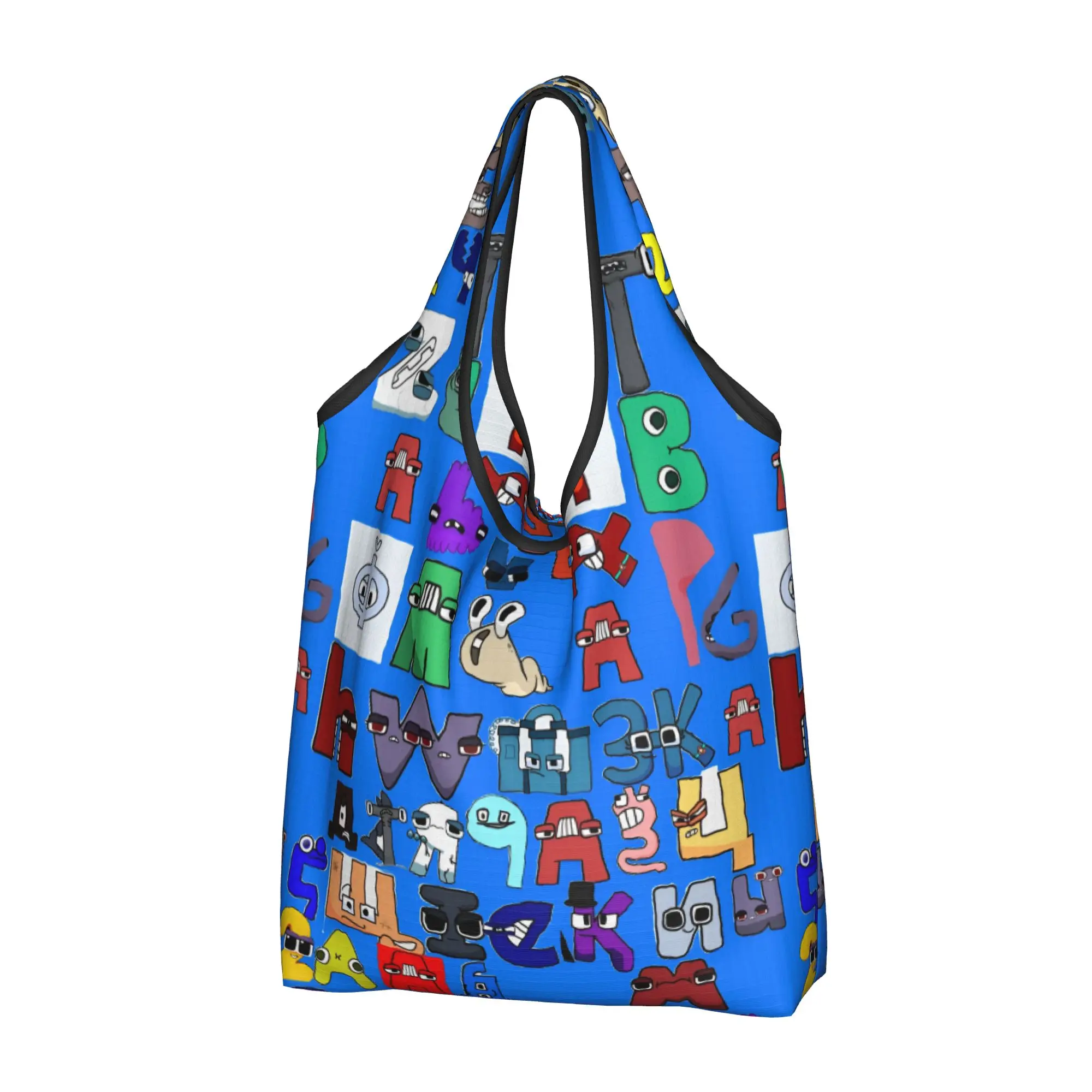 Custom A-Alphabetes Hot Cartoon Shopping Bag Women Portable Big Capacity Groceries Cartoon Manga Shopper Tote Bags