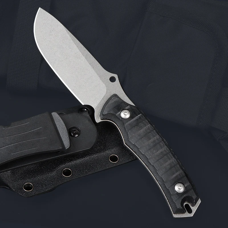 Fixed Blade Knife 14C28N steel Blade Linen handle Handle  With K sheath Outdoor camping Knife Straight Knife