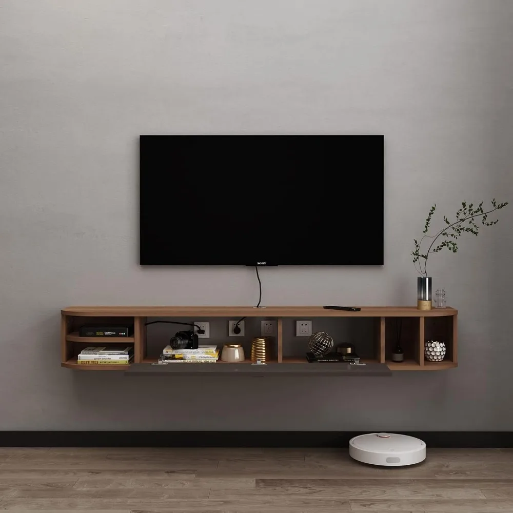 Floating TV Stand,70'' Wall Mounted Under TV Shelf,Modern Floating TV Console image 3