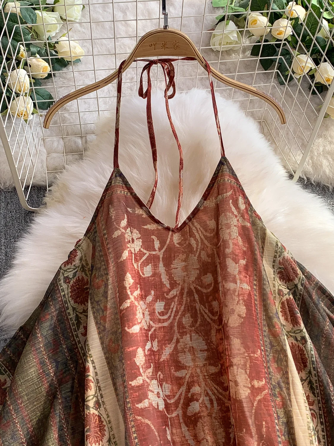 Vaion Sexy Bal V-Ne Hanging Ne Dr Women Summer Retro Print Asymmetrical Loose Belly Concealing Long Dr