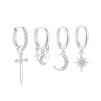 BOAKO Real 925 Sterling Silver Earrings For Women Cross Pearl Moon Star Animal Drop Earring Pendientes Plate 925 Fine Jewelry