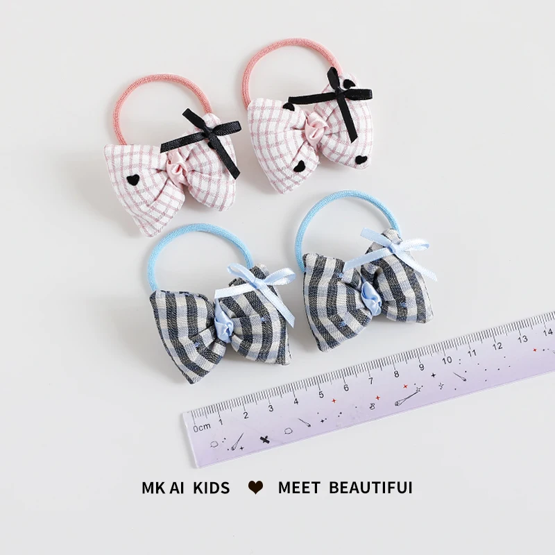 2 قطعة/المجموعة جديد الأطفال الحلو الوردي منقوشة Bowknot حلية العصابات الشعر طفل الفتيات موضة Hairball العصابات الشعر إكسسورات شعر الأطفال #4