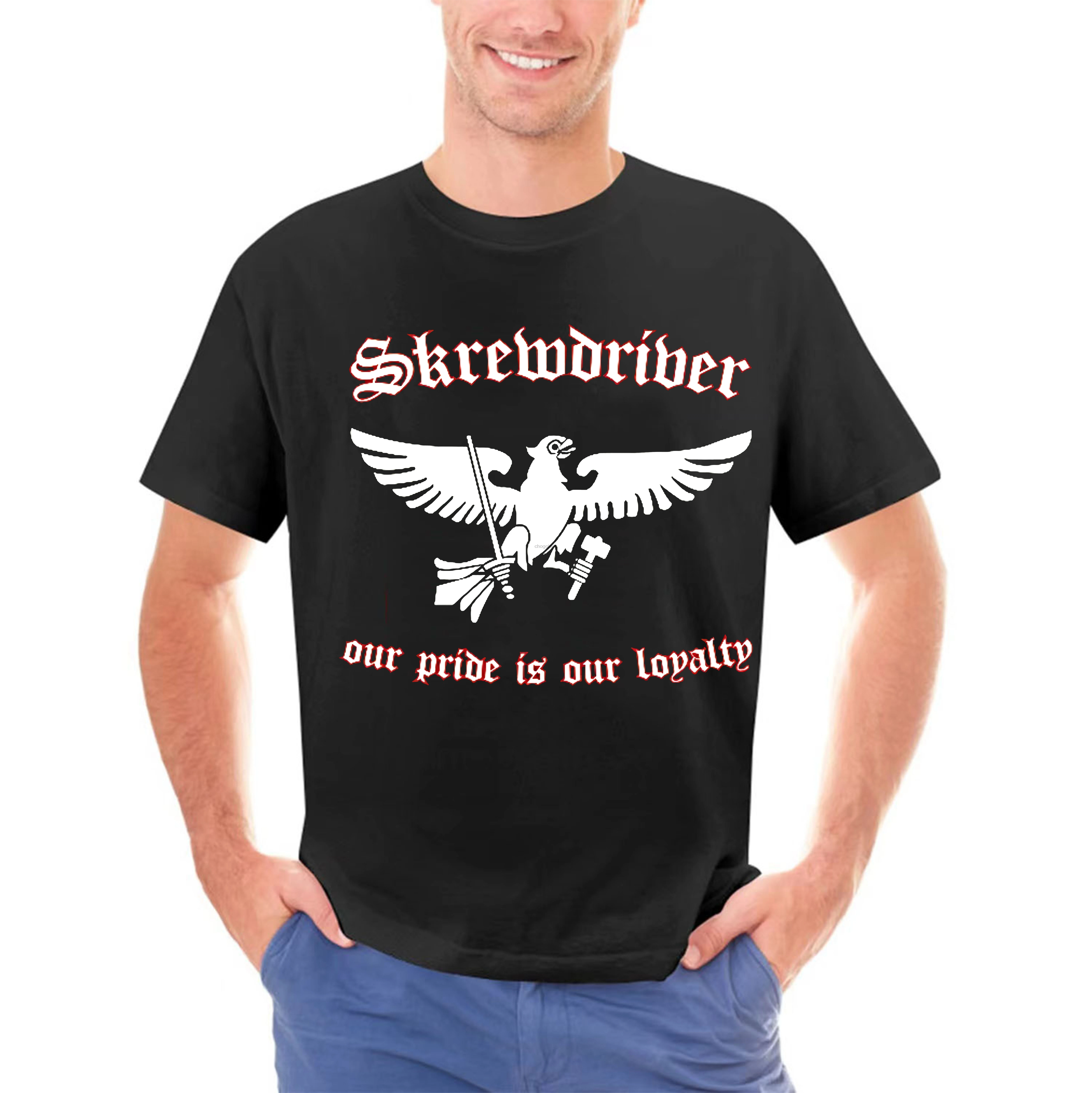 Skrewdriver Our Pride Is Our Loyalty Black Short-Sleeved Black USA Factory Printed T-Shirt (Extra Large) Men Summer T-Shirt (2)