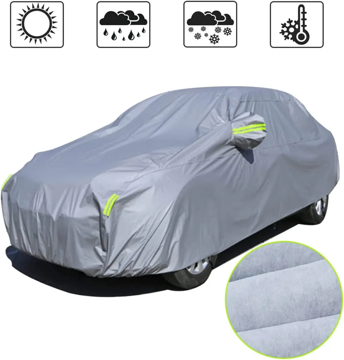 Muchkey Waterproof Car Cover All Weather Snowproof UV Protection Windproof Outdoor Full car Cover Universal Fit for Hatchback