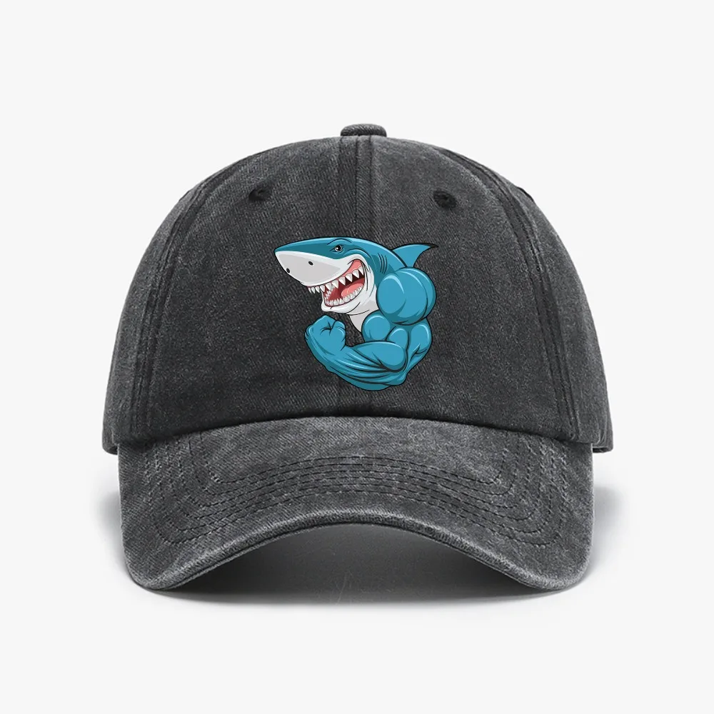 

Muscle Sharks Retro Distressed Washed Baseball Cap Headwear Unisex Outdoor Activities Gift Hat