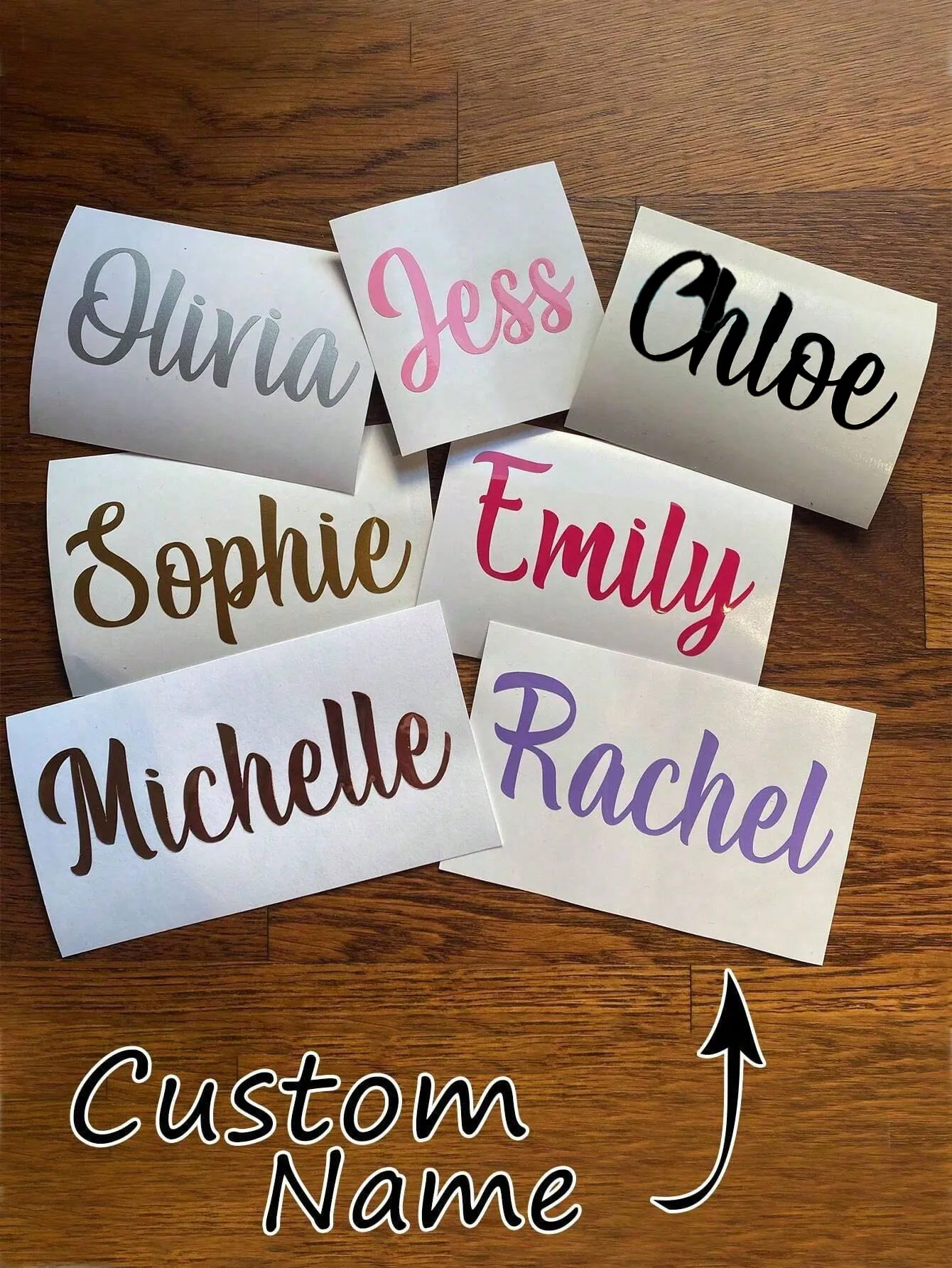 2 Stück personalisierte individuelle Namensschild-Aufkleber, Vinyl-Aufkleber, Namensaufkleber, anpassbare holografische Namensaufkleber für Glas