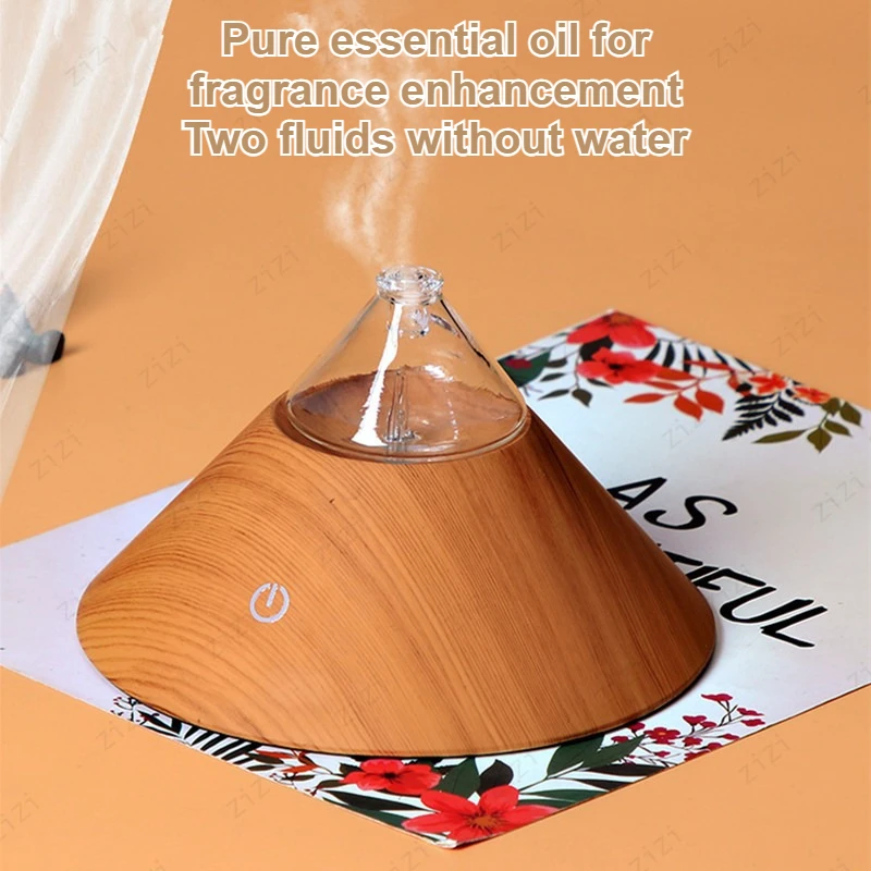 USB Charging Waterless Essential Oil Aromatherapy Machine Mountain Shaped Wood Grain Home Aromatherapy Machine