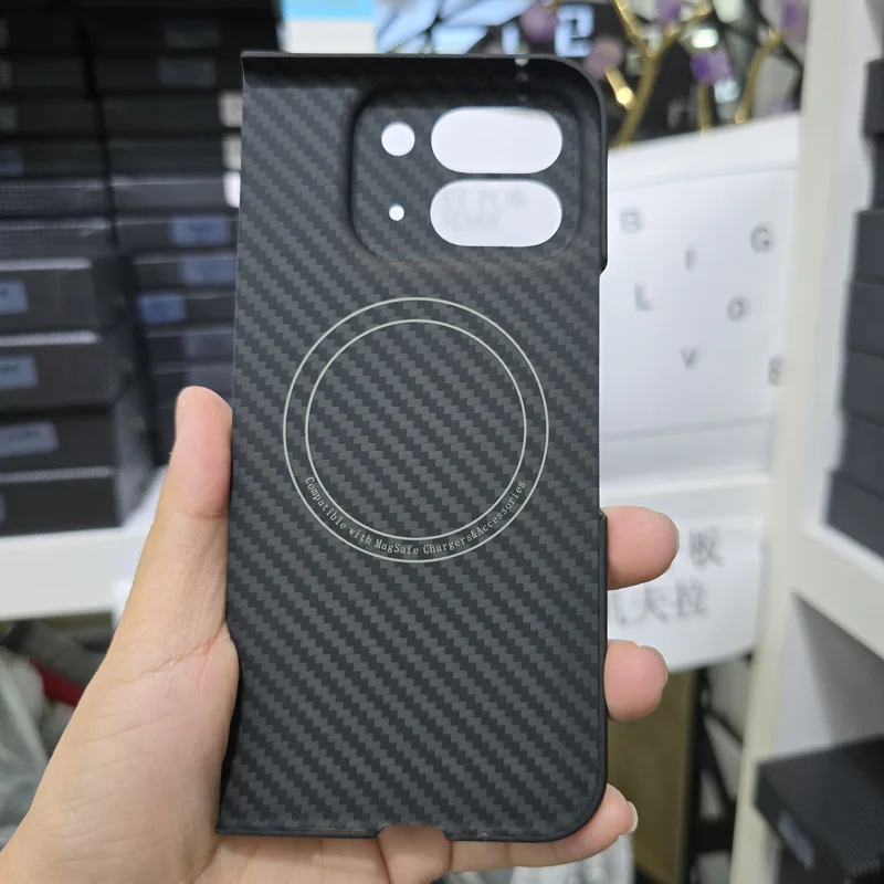 Para funda de cargador magnético para Google Pixel 9 Pro, funda plegable de fibra de carbono Real, cubierta de fibra de aramida para Pixel 9Pro, funda Magsafe plegable