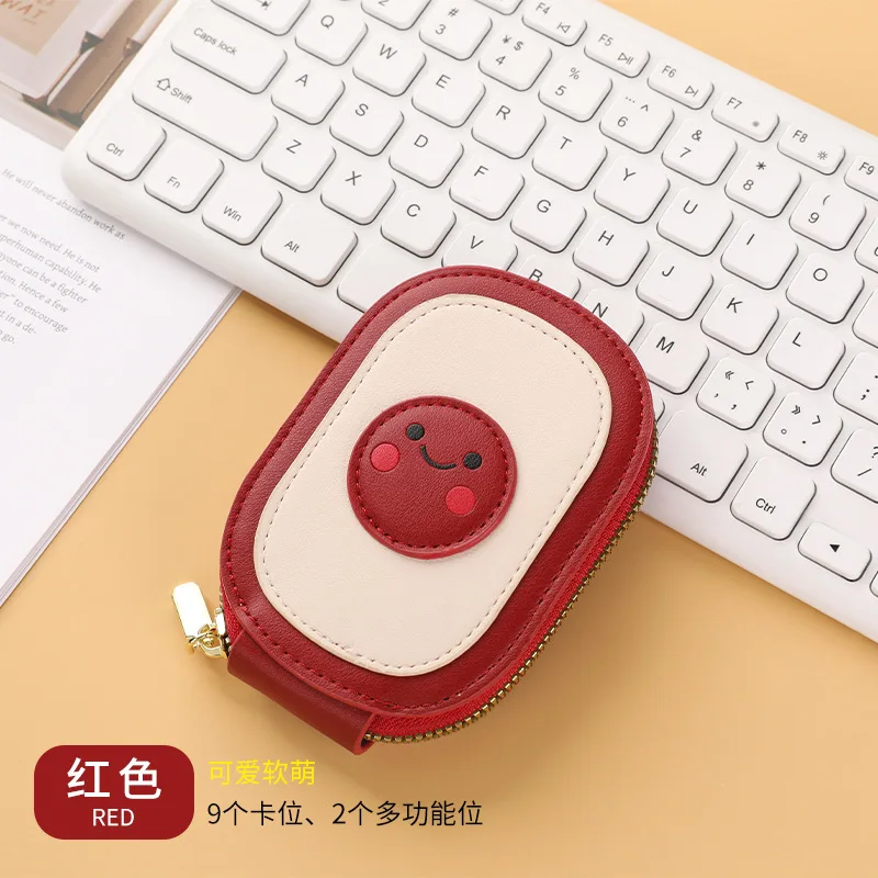 حقيبة بطاقات كرتونية مبتسمة لطيفة من RFID Blockimg مع فتحات متعددة، محفظة للعملات المعدنية، bolsas femininas، محفظة صغيرة بسحاب للنساء